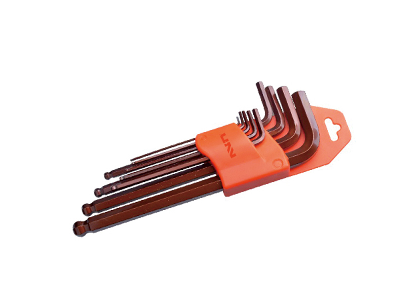 HIGH GRADE S2 METRIC BRONZE BALL HEAD HEX KEY 9-PIECE SET